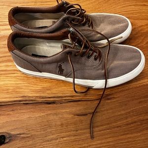 Polo Fashion Sneakers Fabric and Leather Tan Brown Size 9 Mens